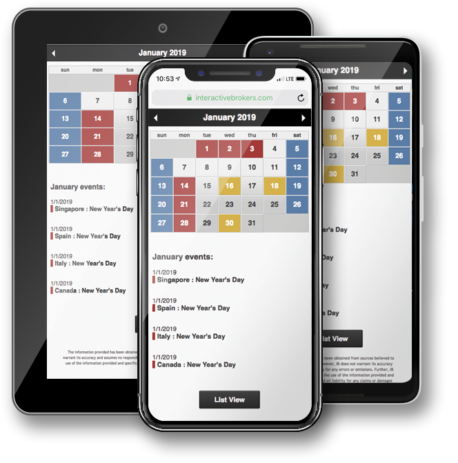 IBKR Calendars Interactive Brokers Australia Pty. Ltd.